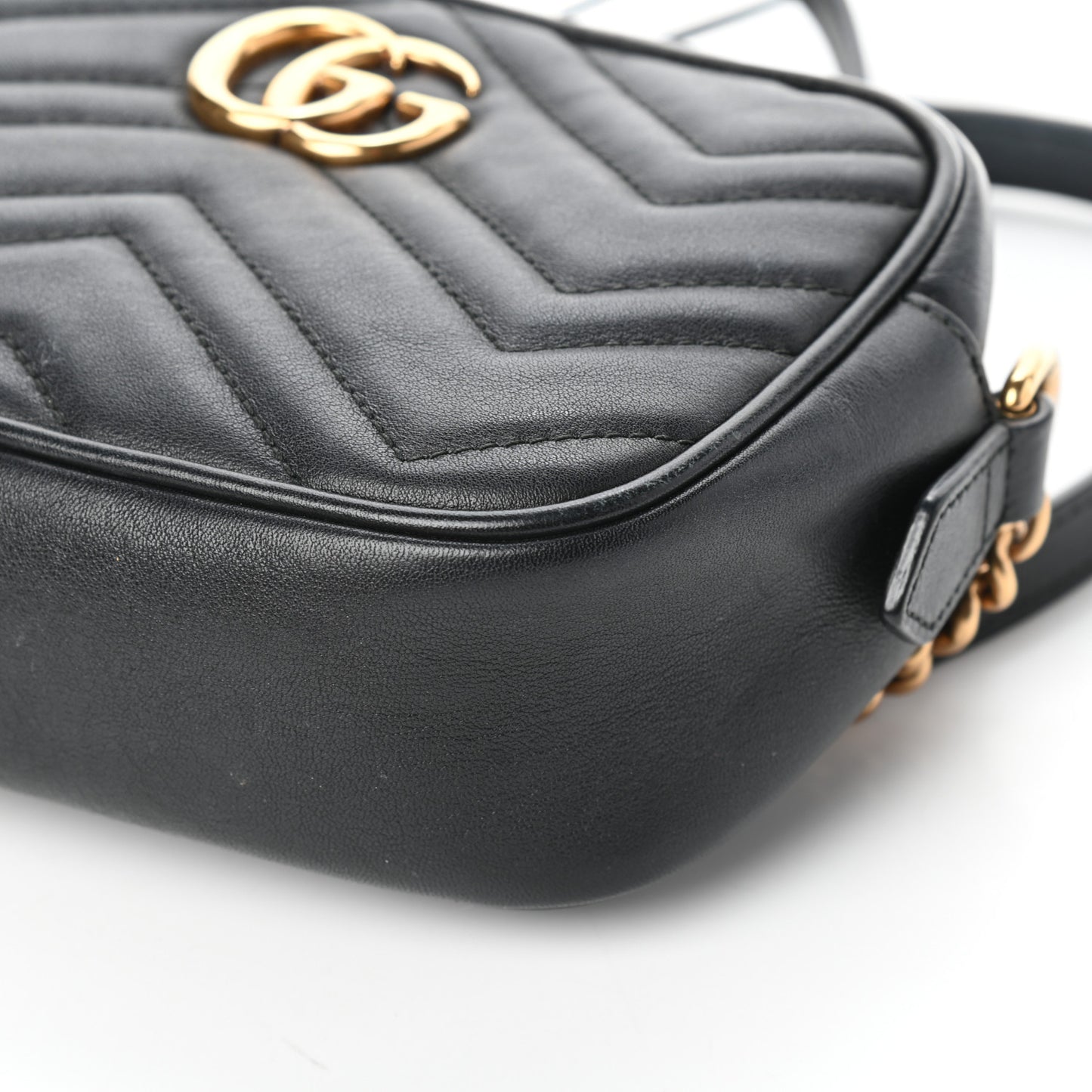 Calfskin Matelasse Mini GG Marmont Chain Shoulder Bag Black