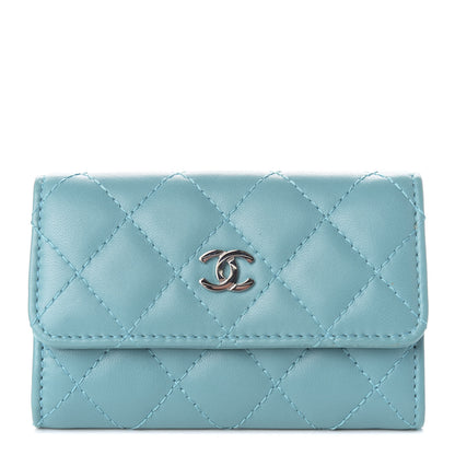 Chanel Lambskin Quilted Flap Card Holder Turquoise 1 of 8