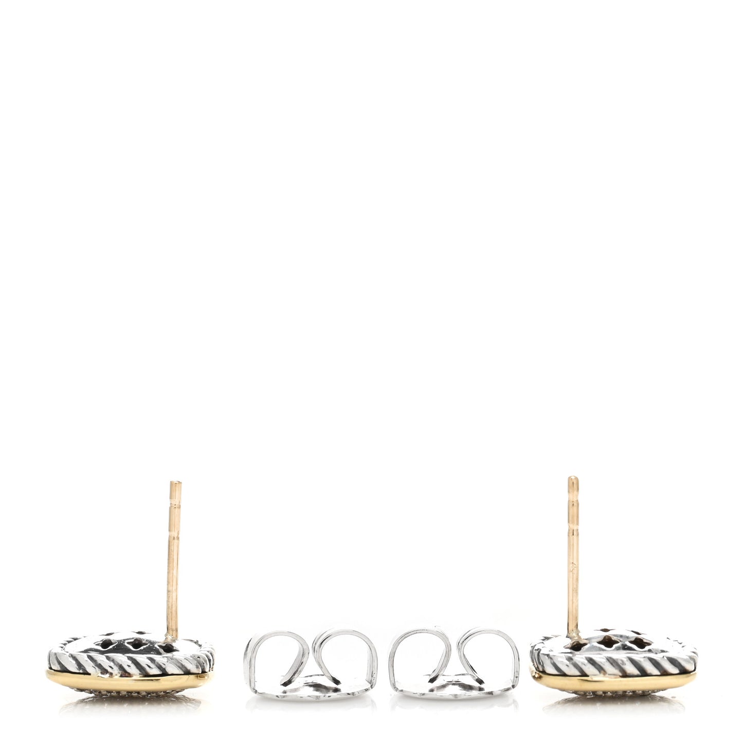 Sterling Silver 18K Yellow Gold Diamond Noblesse Stud Earrings