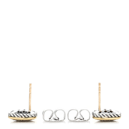 David Yurman Sterling Silver 18K Yellow Gold Diamond Noblesse Stud Earrings 3 of 4