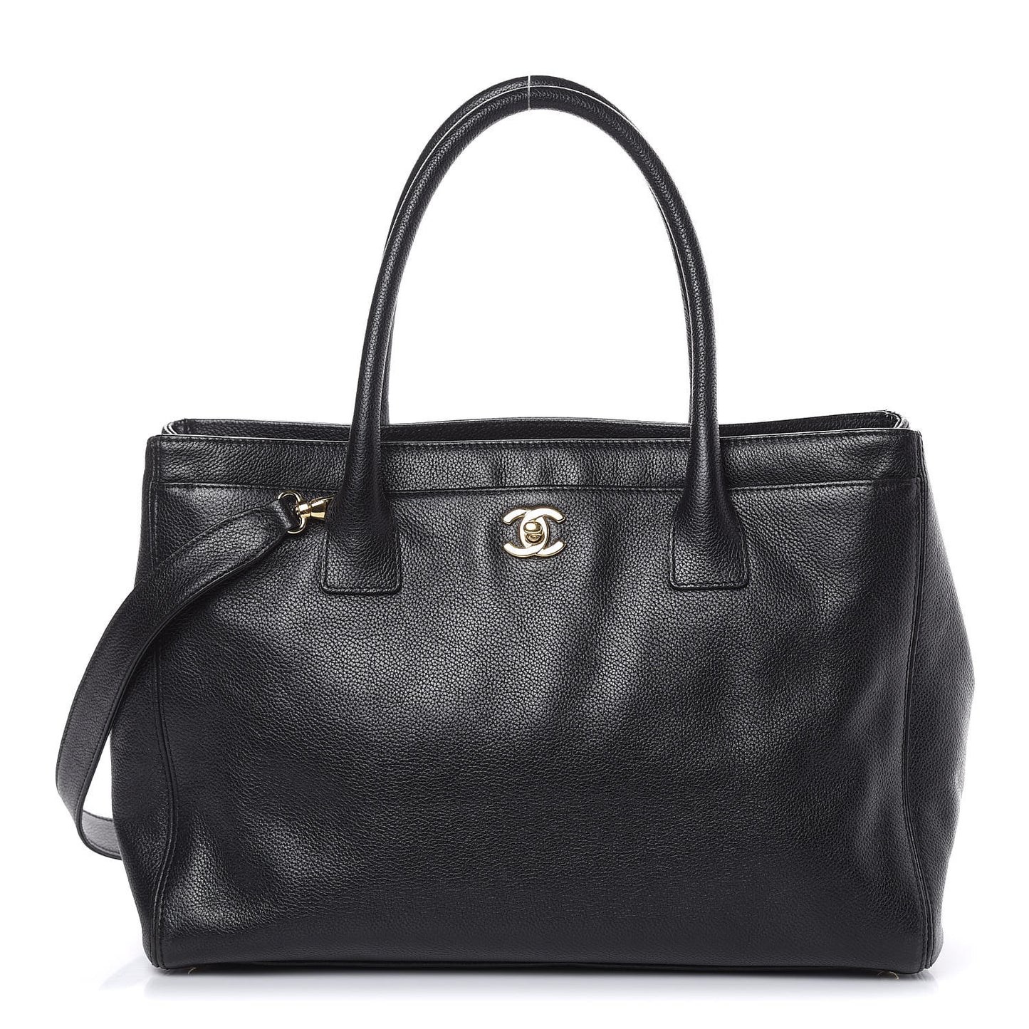 Calfskin Cerf Executive Shopper Tote Black