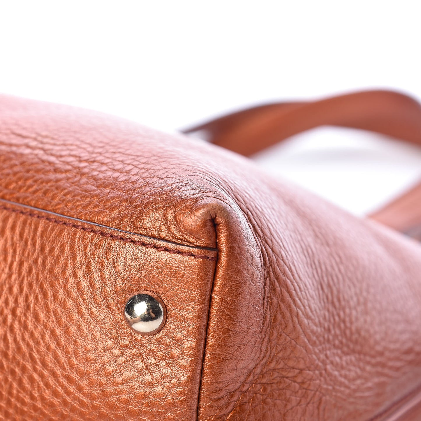Metallic Cellarius Calfskin Small Soho Top Handle Satchel Burnt Orange
