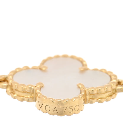 Van Cleef & Arpels 18K Yellow Gold Mother of Pearl 5 Motifs Vintage Alhambra Bracelet 3 of 4