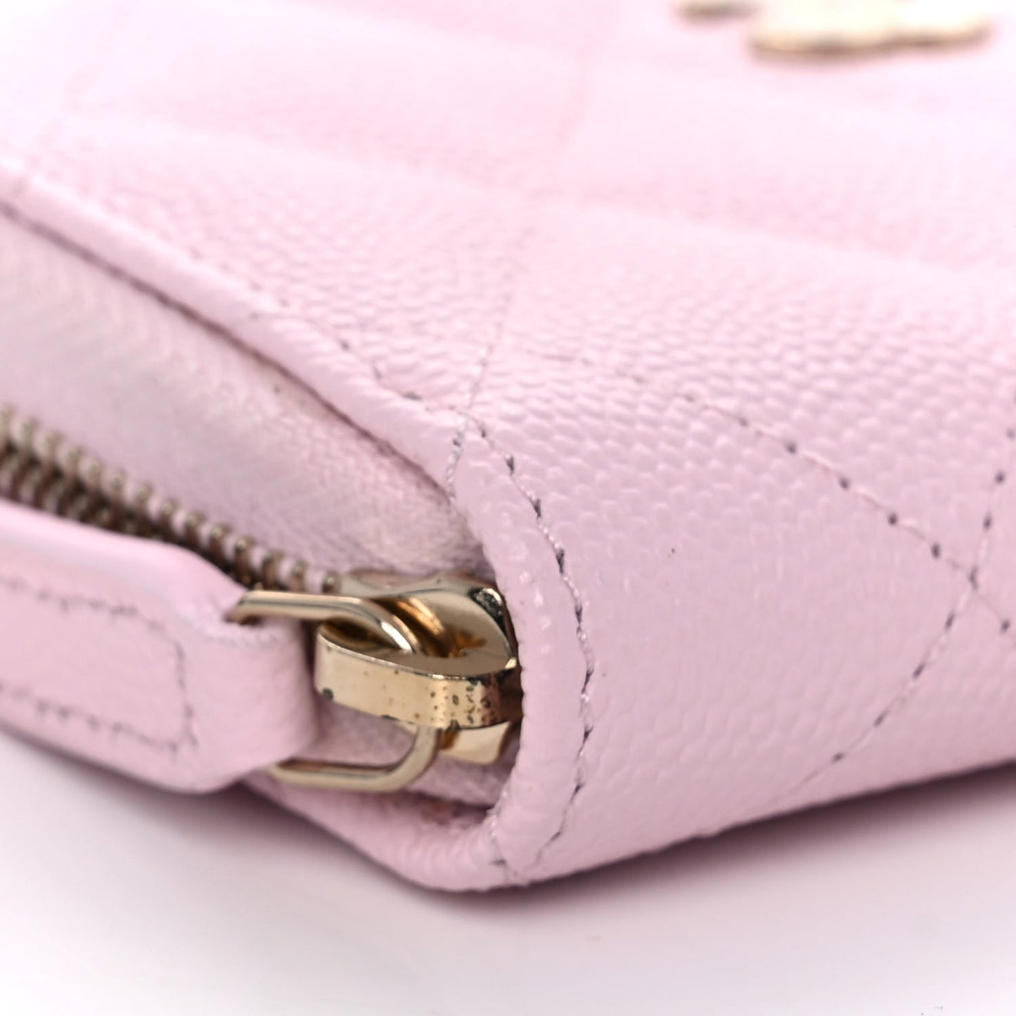 Caviar Quilted Zip Coin Purse Light Pink