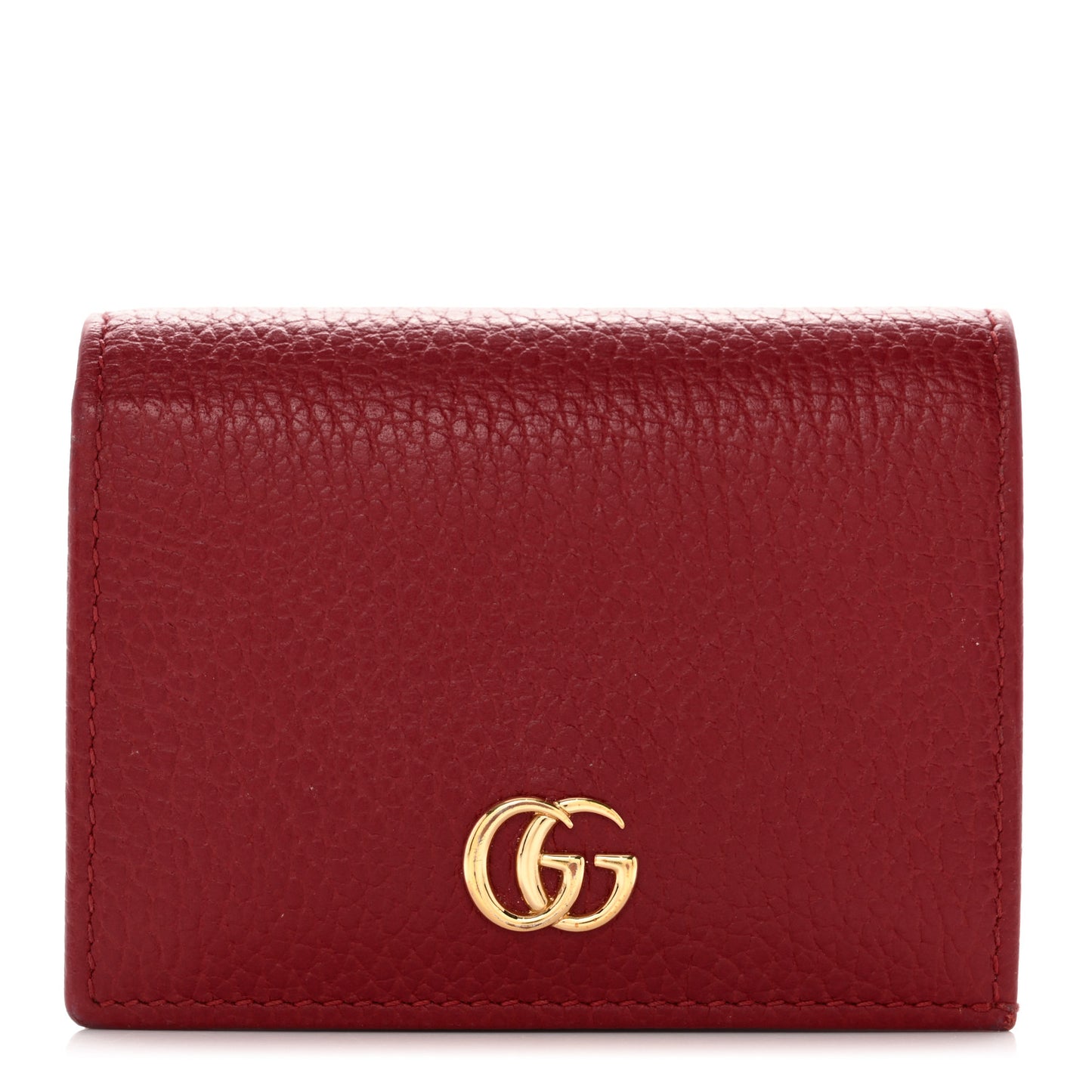 Pebbled Calfskin GG Marmont Card Case Hibiscus Red