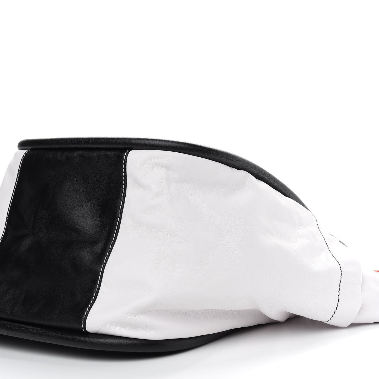 Nappa Colorblock Side Pockets Tote Black White
