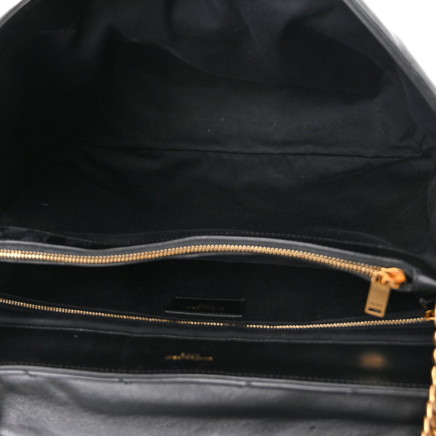 Calfskin Y Quilted Monogram Large Loulou Chain Satchel Black
