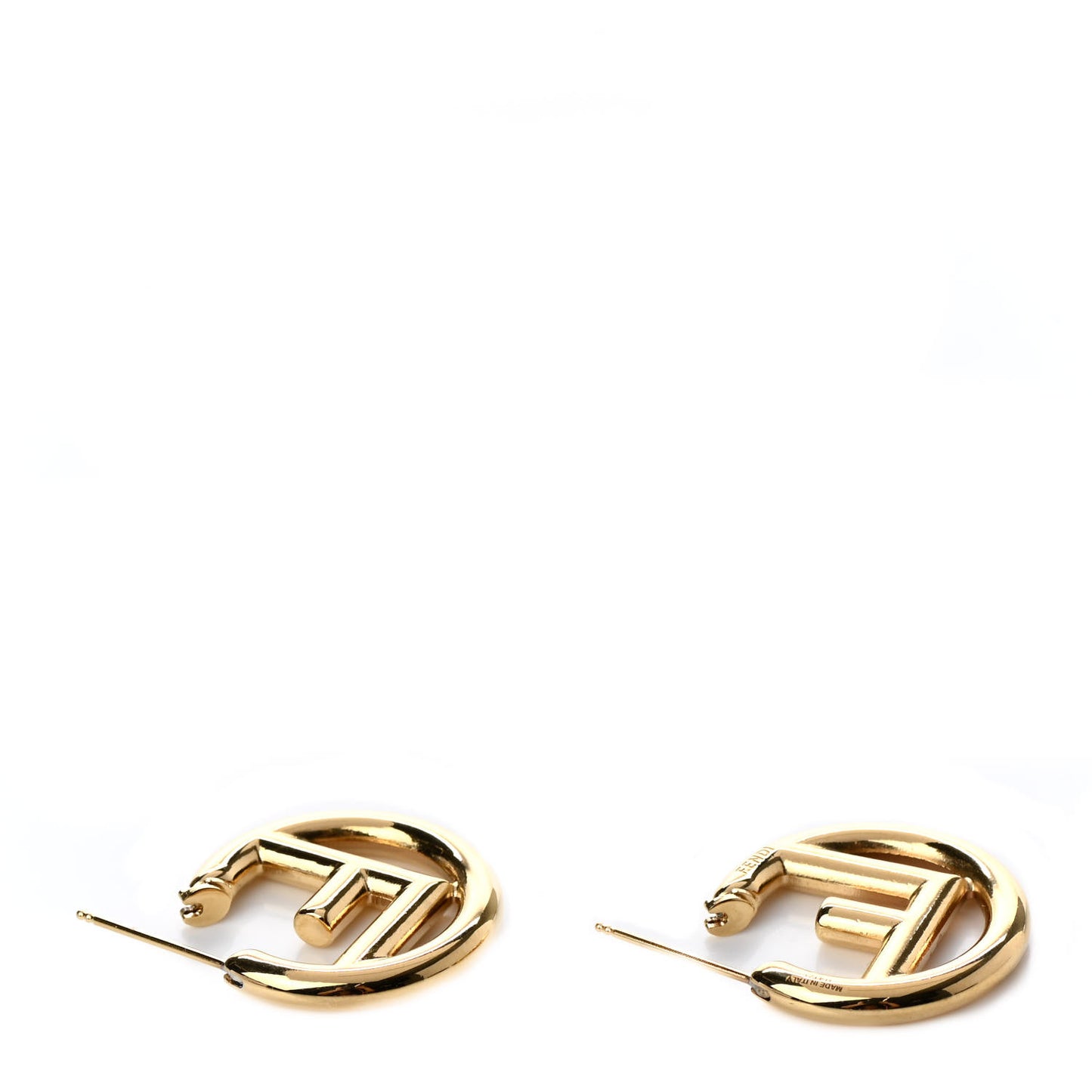 Metal FF Hoop Earrings Gold