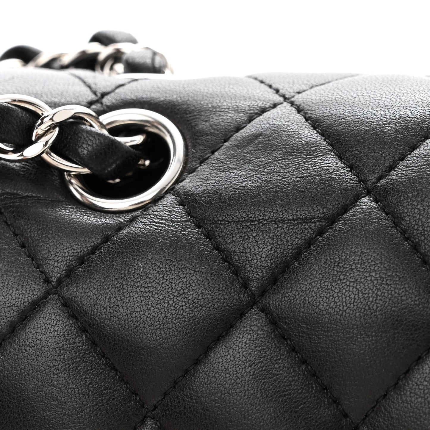 Lambskin Quilted Medium Double Flap Black