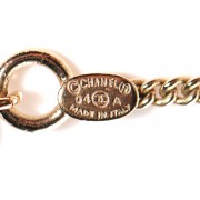 Chanel Enamel CC Necklace Gold Dark Pink 6 of 12
