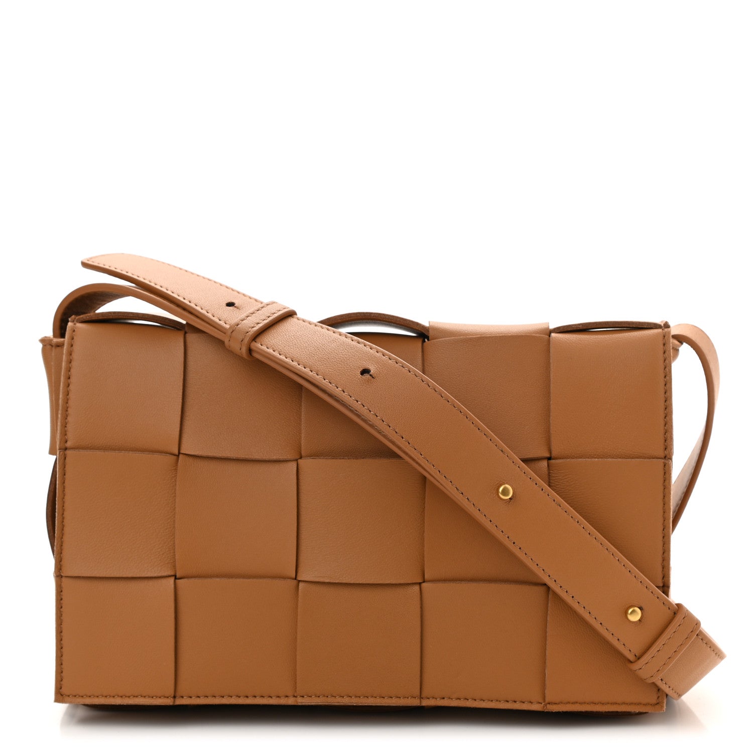 Bottega Veneta Lambskin Maxi Intrecciato Cassette Crossbody Bag Caramel 1 of 7