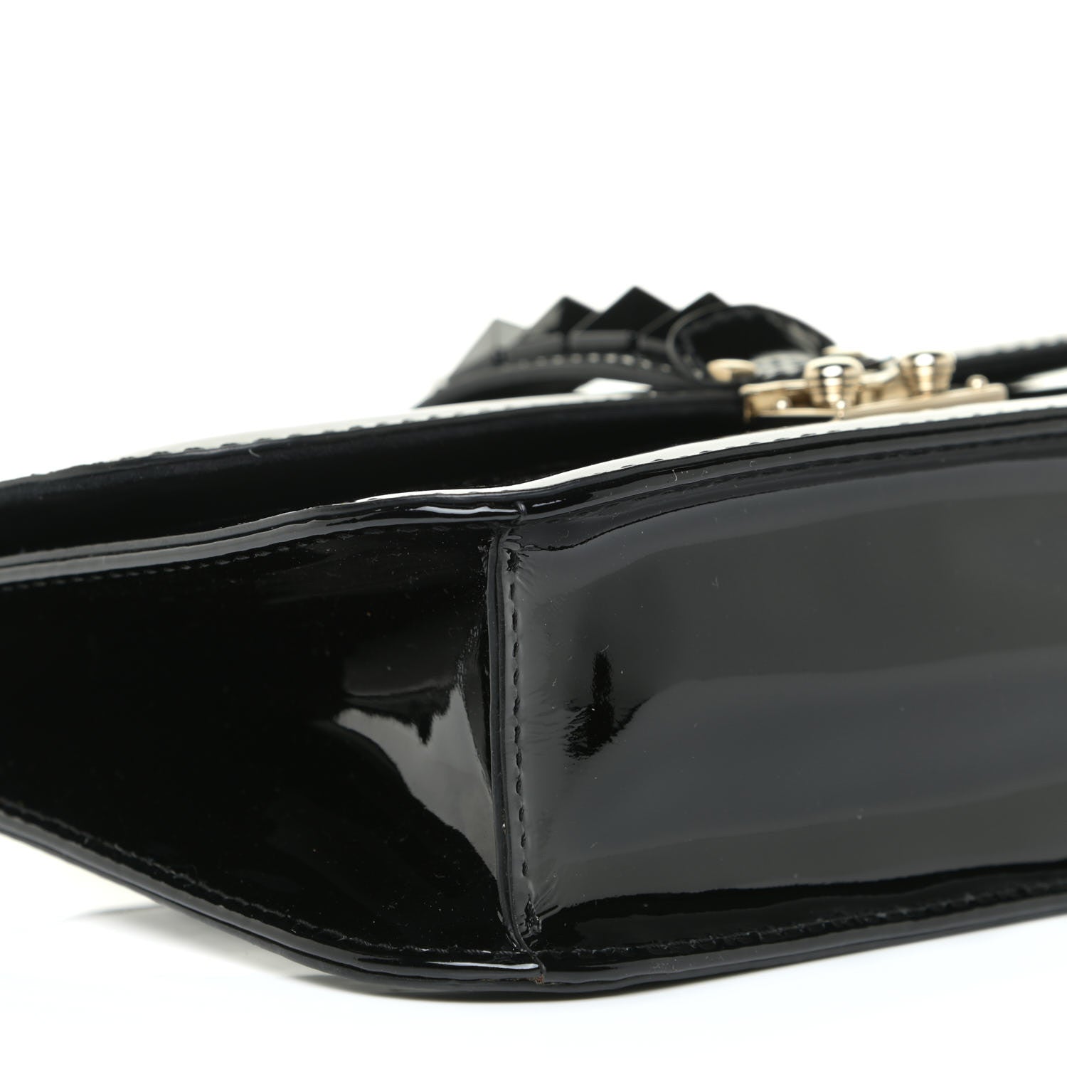 Valentino Garavani Patent Monochrome Medium Glam Lock Rockstud Flap Black 6 of 15