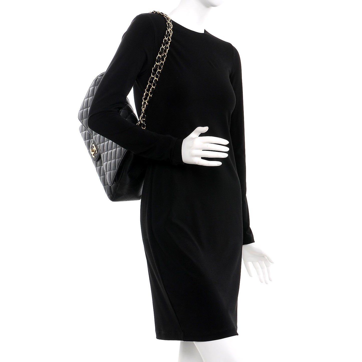 Caviar Quilted Maxi Double Flap Black