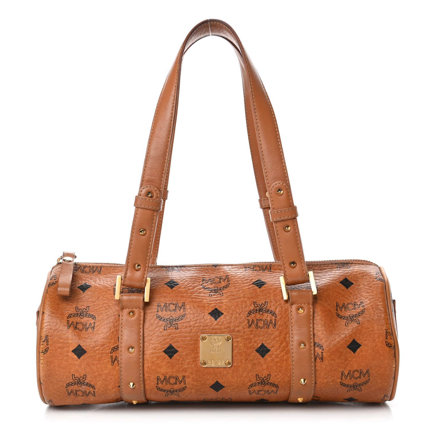 MCM Visetos Essential Barrel Bag Cognac 1 of 6