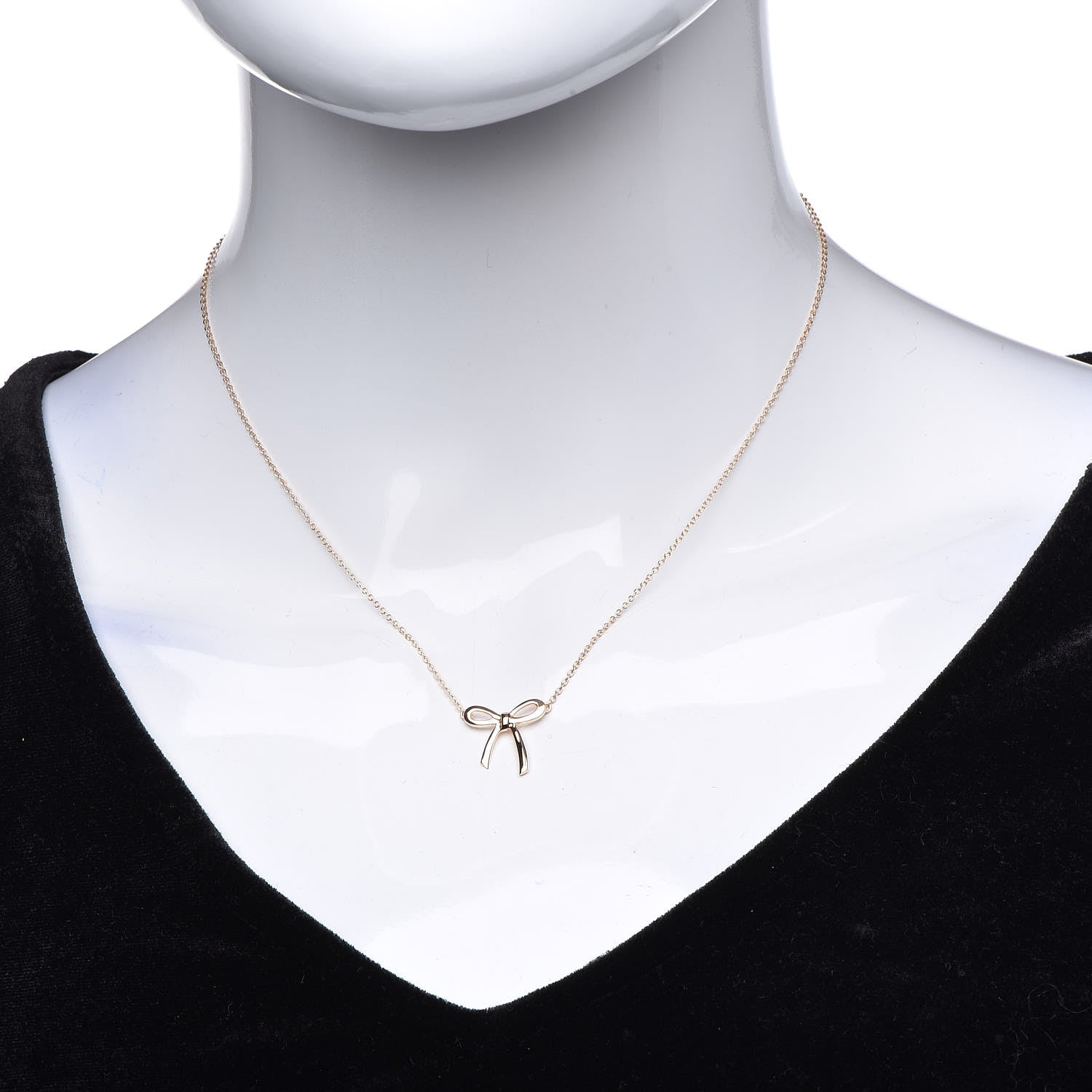 Tiffany 18K Rose Gold Mini Bow Pendant Necklace 2 of 6