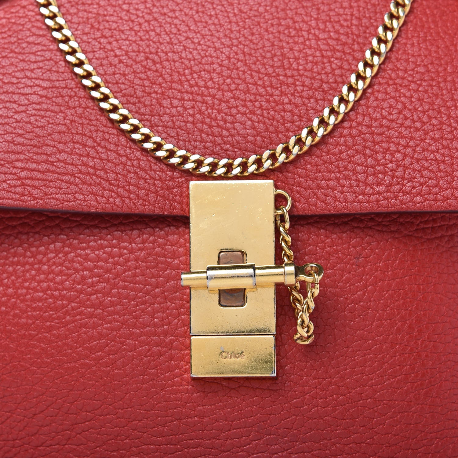 Chloe Grained Lambskin Drew Shoulder Bag Plaid Red 10 of 13