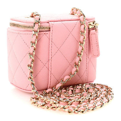 Chanel Caviar Quilted Mini Vanity Case With Chain Pink 5 of 19
