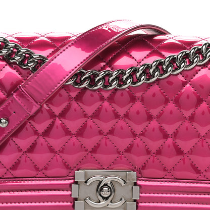 Chanel Metallic Patent Calfskin Quilted Medium Boy Flap Pink 8 of 11
