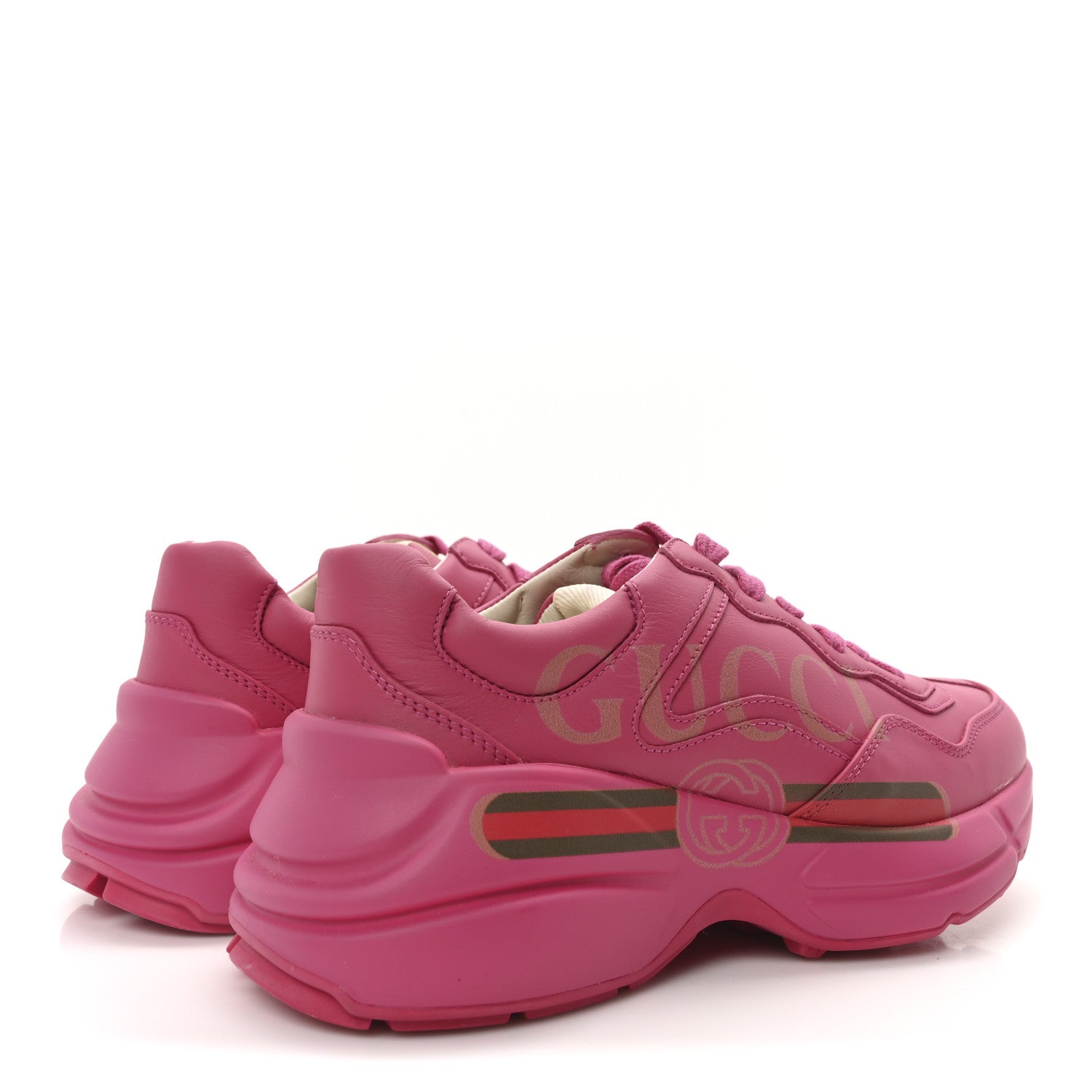 Gucci Calfskin Logo Womens Rhyton Sneakers 35.5 Box Pink 5 of 9