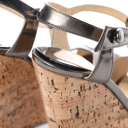 Christian Louboutin Specchio Calficork Marina Liege 140 Wedge Sandals 35.5 Pewter 5 of 7