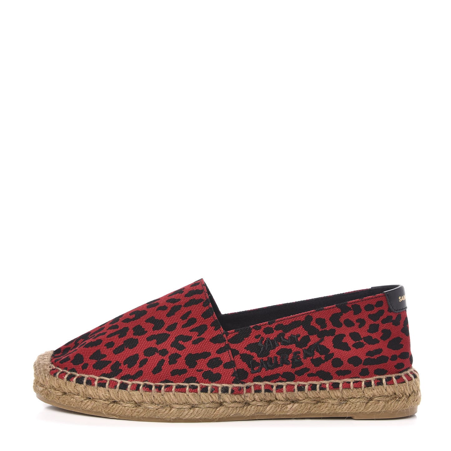 Canvas Leopard Print Espadrilles 37.5 Red Black