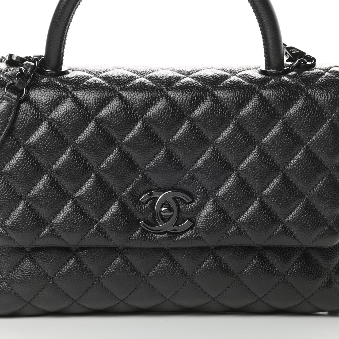 Caviar Quilted Small Coco Handle Flap So Black