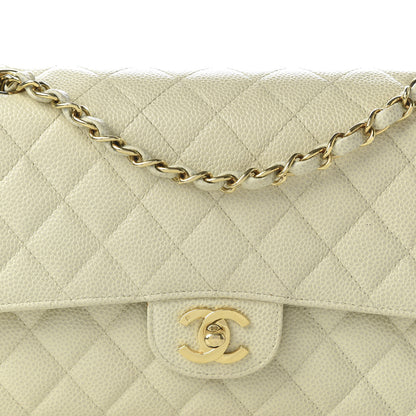 Chanel Caviar Quilted Medium Double Flap Dark White 10 of 11