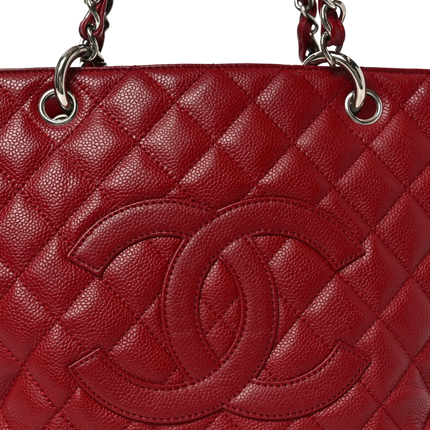 Chanel Caviar Quilted Grand Shopping Tote GST Red 7 of 9