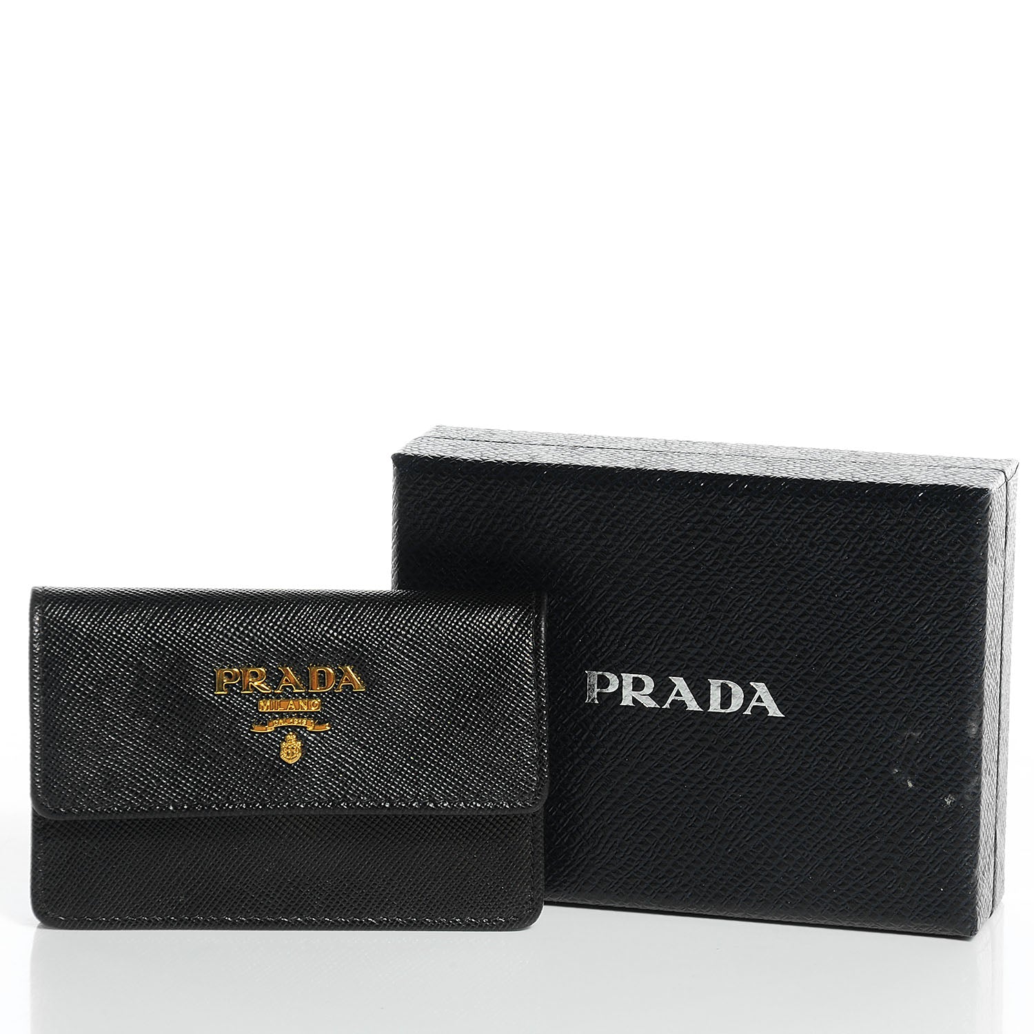 Prada Saffiano Metal Flap Card Holder Black 8 of 8