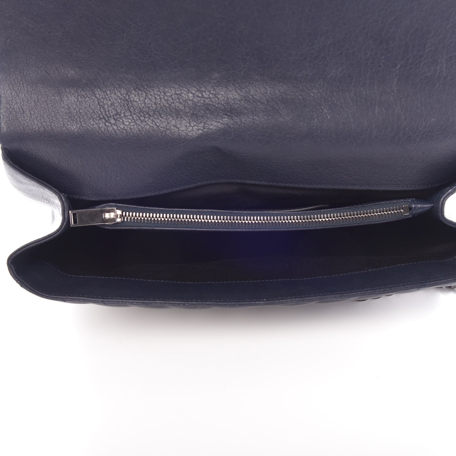 Saint Laurent Sheepskin Matelasse Chevron Monogram Large College Satchel Navy Blue 5 of 9