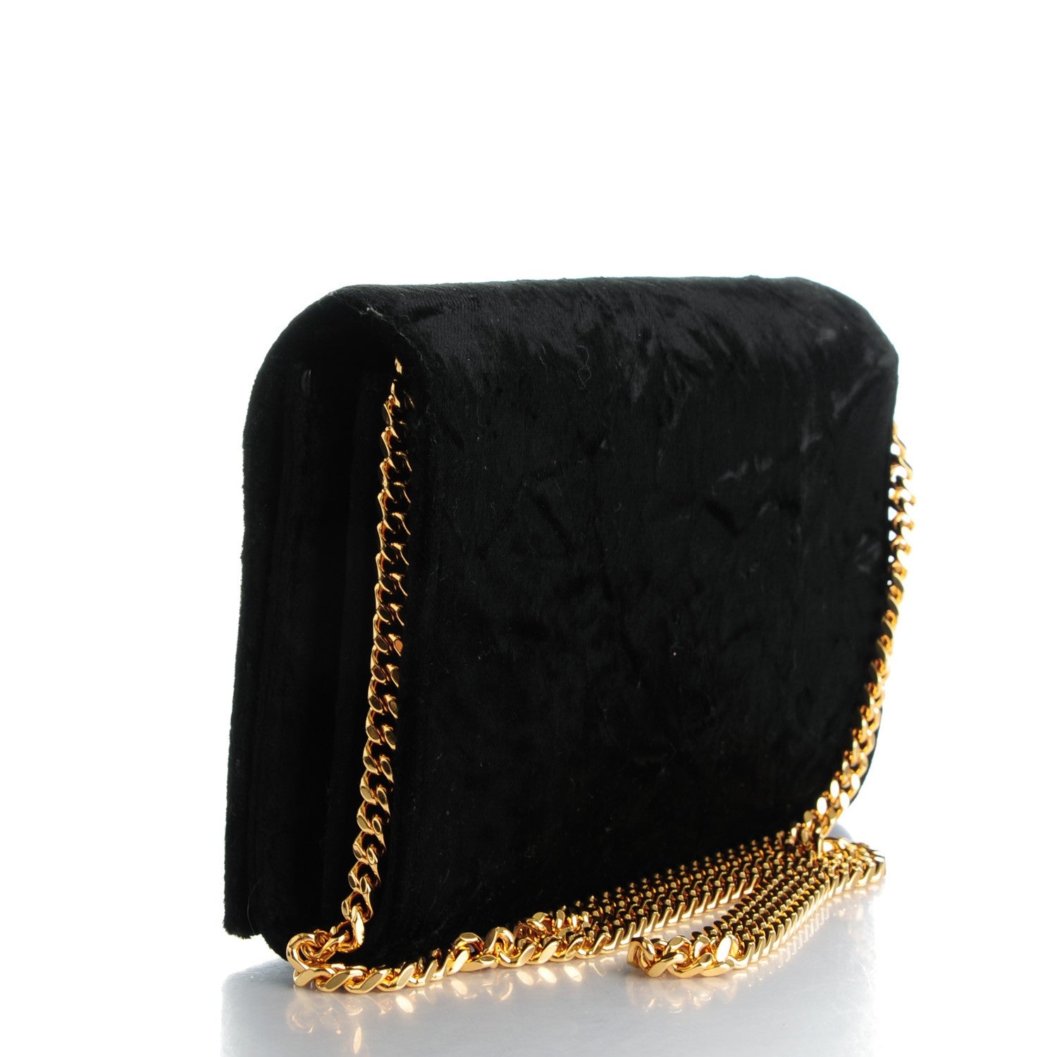 Saint Laurent Velvet Monogram Chain Wallet Black 4 of 8