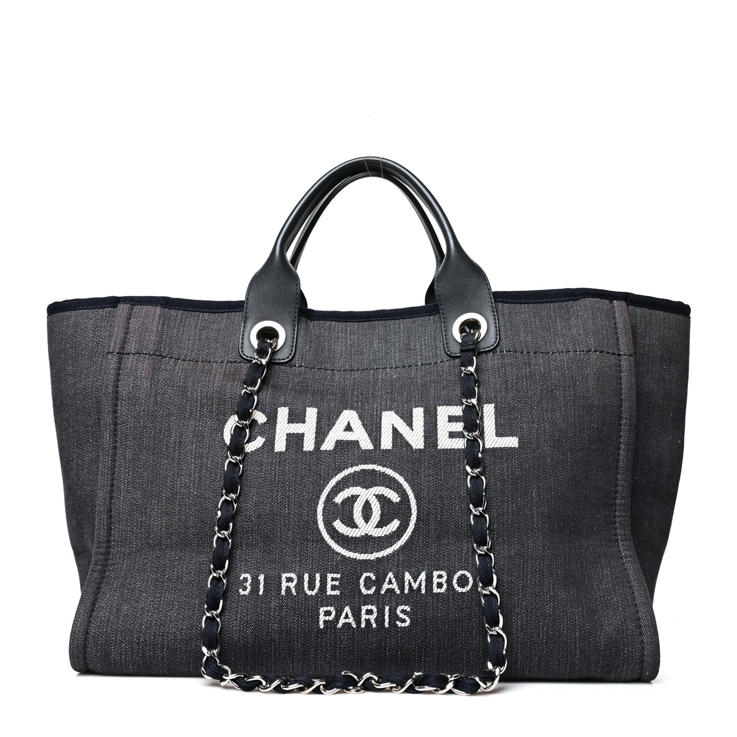 Chanel Denim Medium Deauville Tote Dark Blue 1 of 12