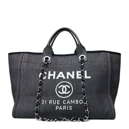 Chanel Denim Medium Deauville Tote Dark Blue 1 of 12