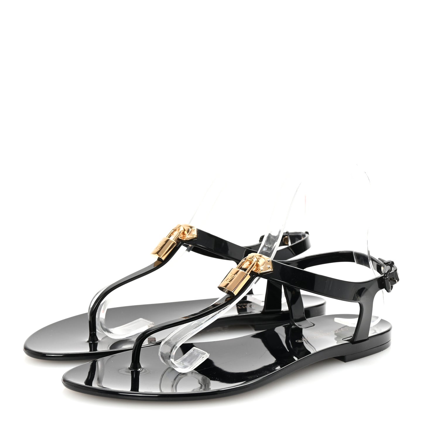Rubber Bikini Thong Flat Sandals 39 Black