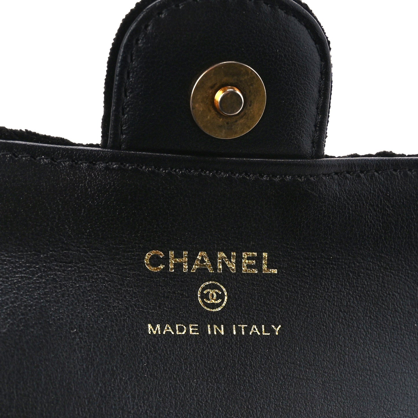 Velvet Camellia Embossed Jewel Belt Card Holder With Chain Black