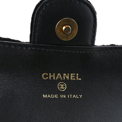 Chanel Velvet Camellia Embossed Jewel Belt Card Holder With Chain Black 6 of 10