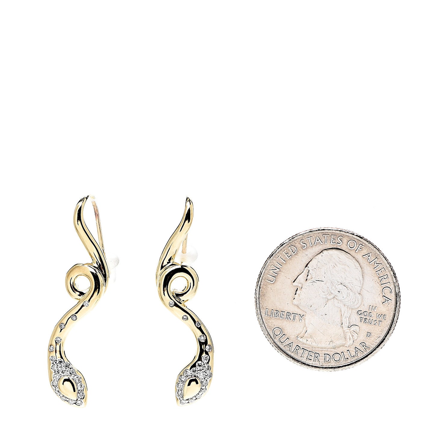 18K Yellow Gold Diamond Cobra Drop Earrings