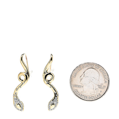John Hardy 18K Yellow Gold Diamond Cobra Drop Earrings 2 of 4