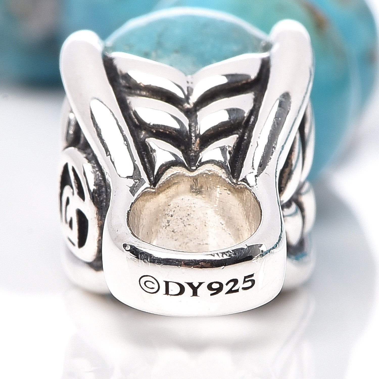 David Yurman Sterling Silver Turquoise 8mm Spiritual Beads Bracelet 4 of 4