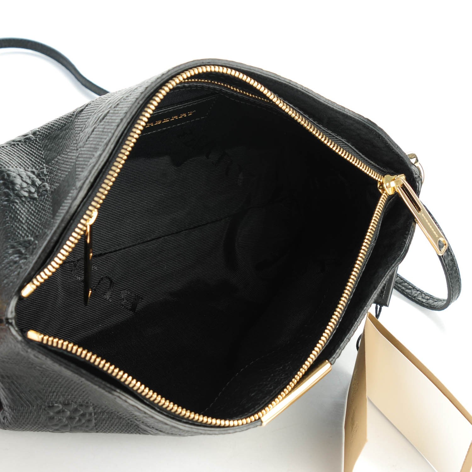 Burberry Signature Grain Calfskin Check Embossed Small Chichester Crossbody Clutch Bag Black 5 of 8