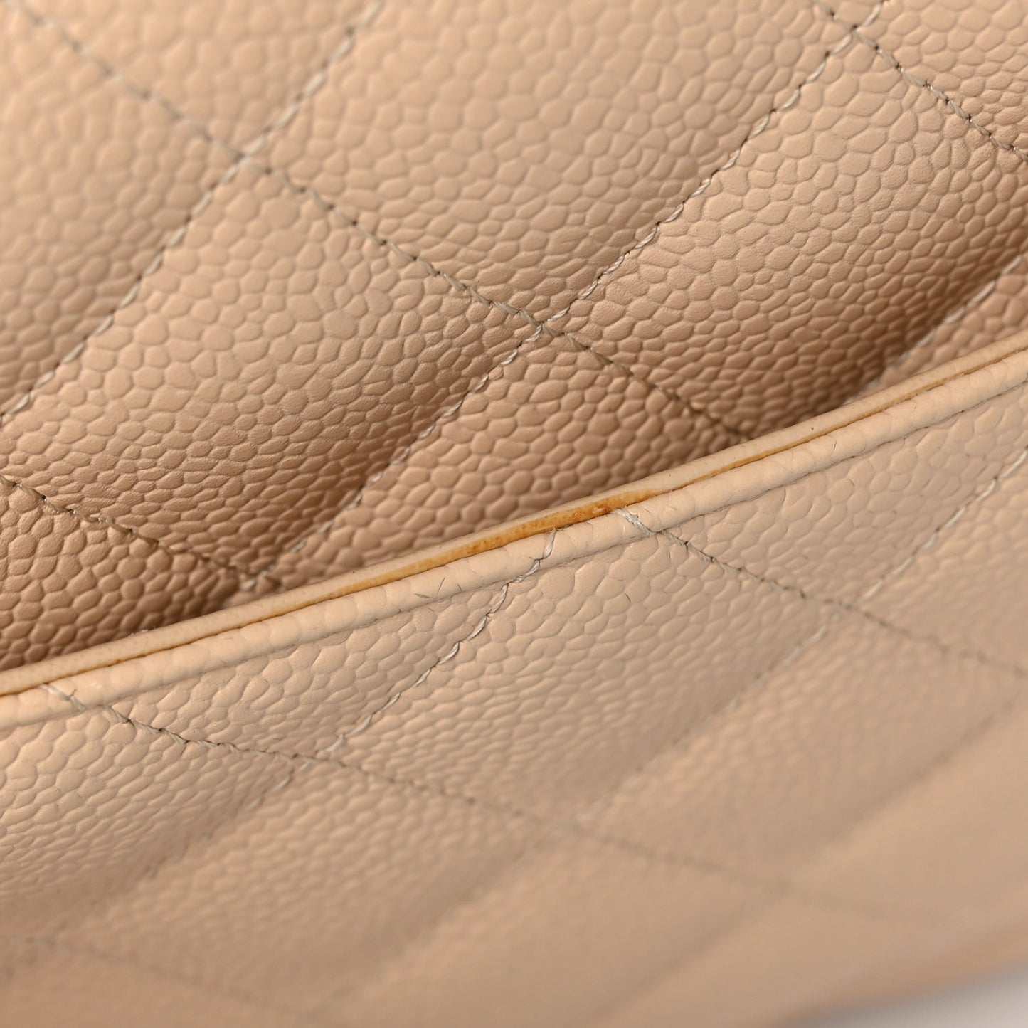 Caviar Quilted Jumbo Double Flap Beige