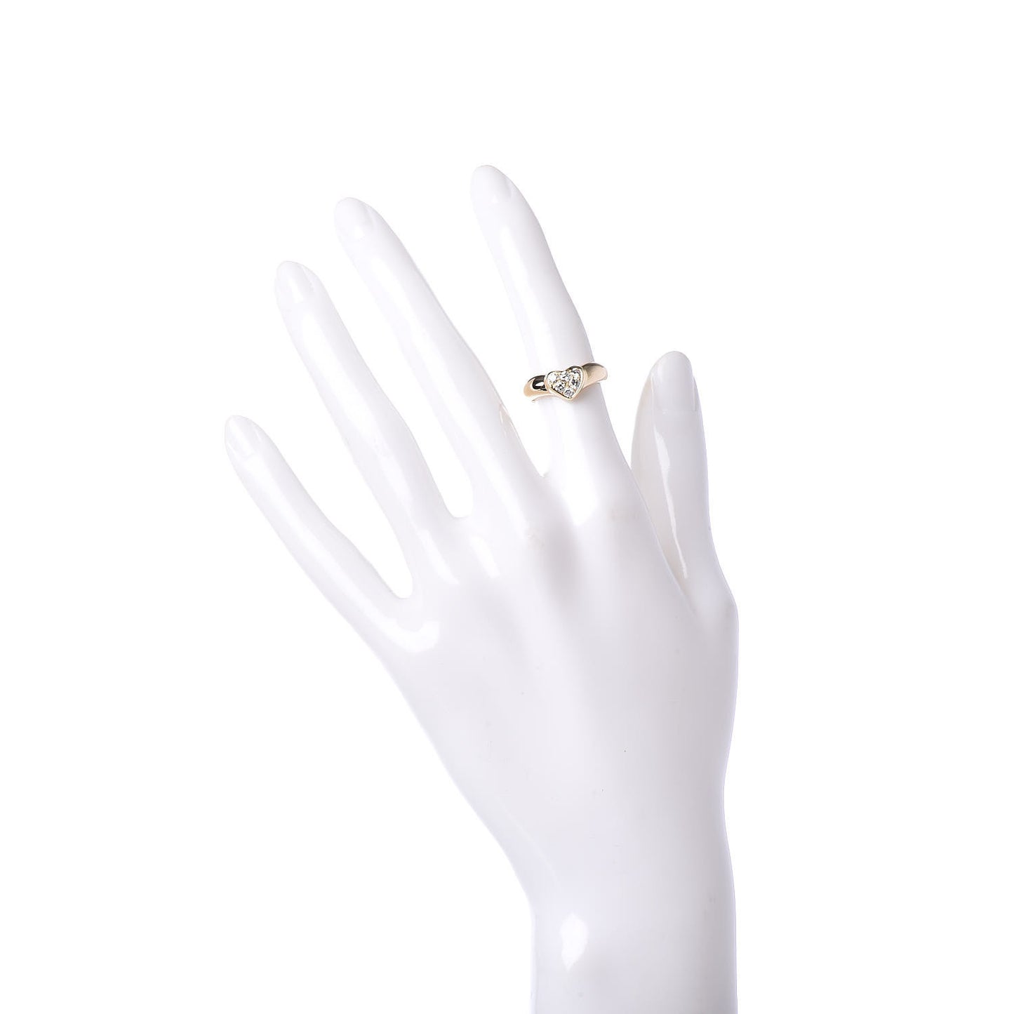 18K Yellow Gold Diamond Heart Band Ring 48 4.5