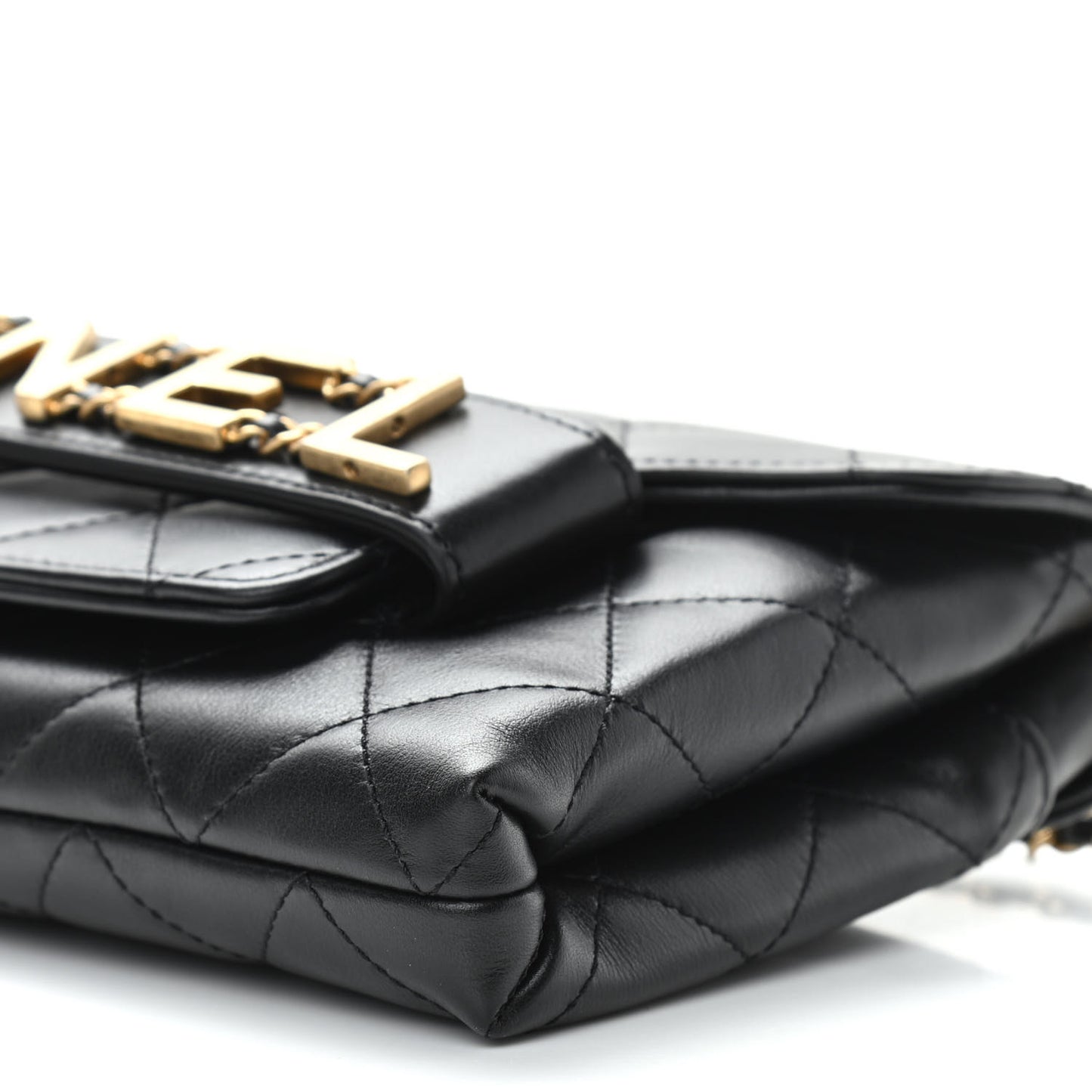 Calfskin Quilted Enchained Clutch Black