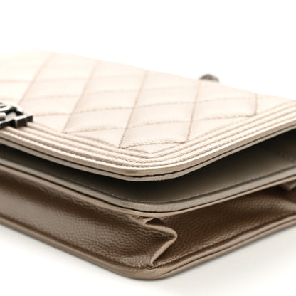 Chanel Metallic Caviar Quilted Boy Wallet On Chain WOC Copper 10 of 13