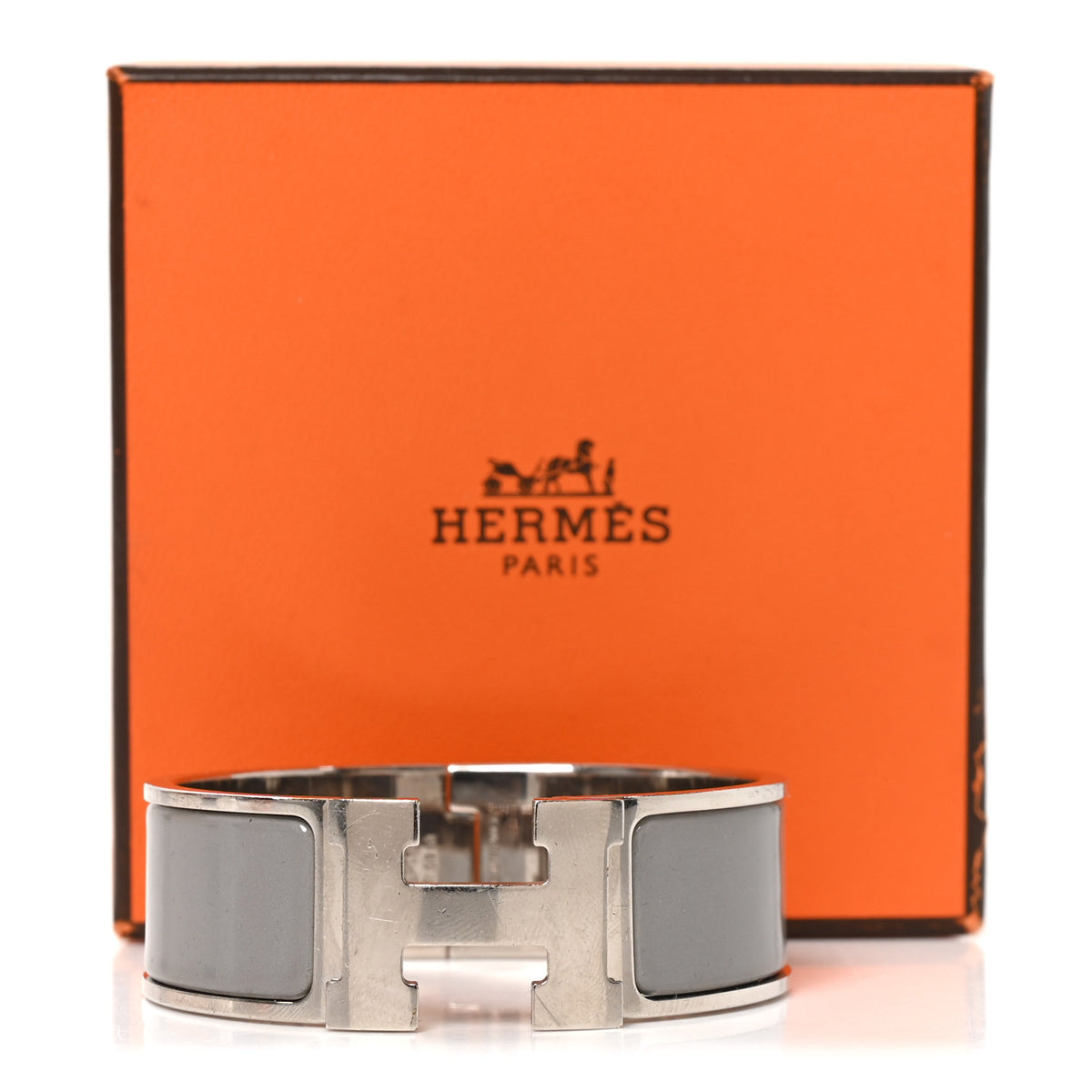 Hermes Enamel Wide Clic Clac H Bracelet GM Gris Macadam 5 of 5