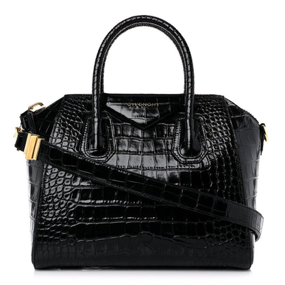 Givenchy Calfskin Crocodile Embossed Small Antigona Black 1 of 12
