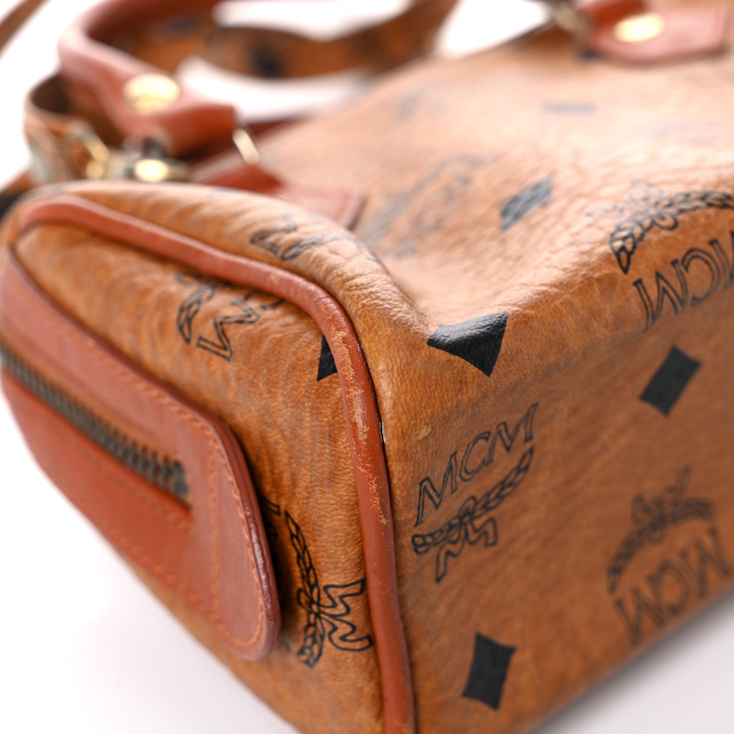 MCM Visetos Mini Boston Bag Cognac 8 of 28