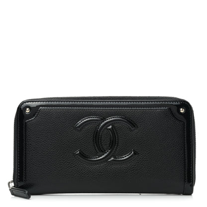 Chanel Caviar Patent Small CC Contour Zip Around Wallet Black 1 of 8
