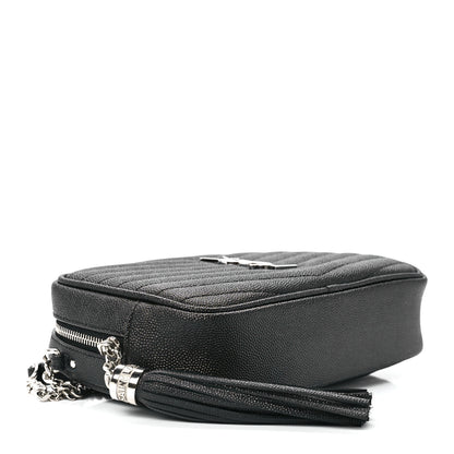 Saint Laurent Grain De Poudre Matelasse Monogram Mini Lou Camera Bag Black 4 of 12