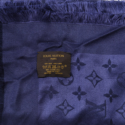 Louis Vuitton Silk Wool Monogram Shawl Night Blue 3 of 3